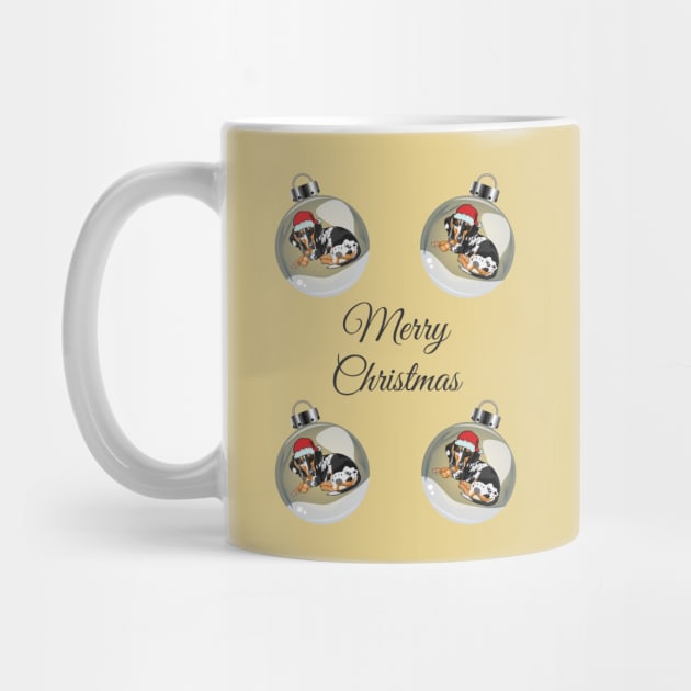 Merry Christmas with Santa Dachshund Dog in Glass Bauble by Seasonal Dogs